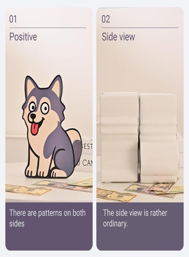 PIG WORLD Husky Piggy Bank for Adults Must Break to Open,Ceramic Money Bank,Puppy Piggy Bank for Boys,Alcancias De Dinero para Adultos,Girls Coin Bank,Modren Home Decor Living Room,Money Jar - Image 3